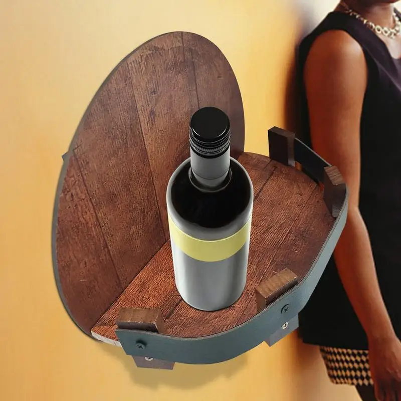 

Wall Mounted Wine Rack Wooden Acrylic Shot Glass Holder Wooden Half-Round Barrel Stave Rack Wine Drinks Cup Storage Carrier