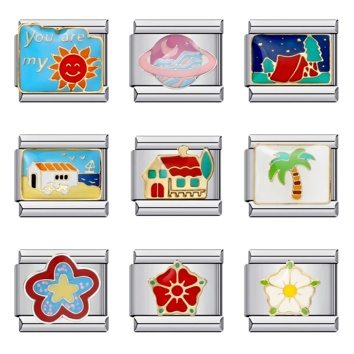 Новые очаровательные итальянские звенья для семейного женского пейзажа или праздника подходят для браслетов 9 мм из нержавеющей стали DIY ювелирные изделия