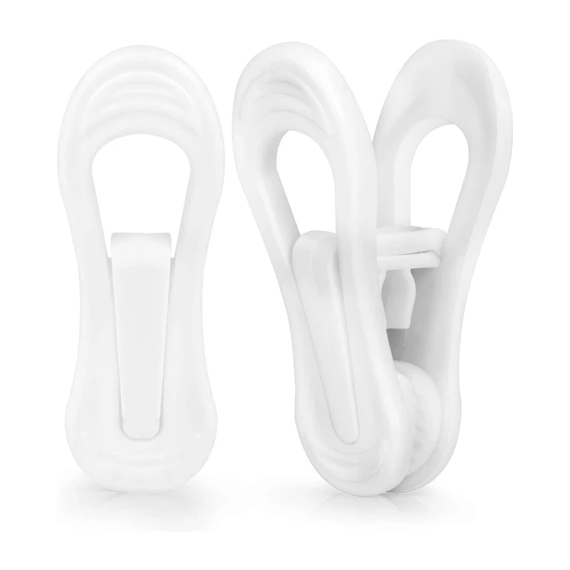 

HOT-40Pcs White Plastic Hanger Clips, Clips For Use With Slim-Line Clothes Finger Clips Washing Line Laundry Pegs