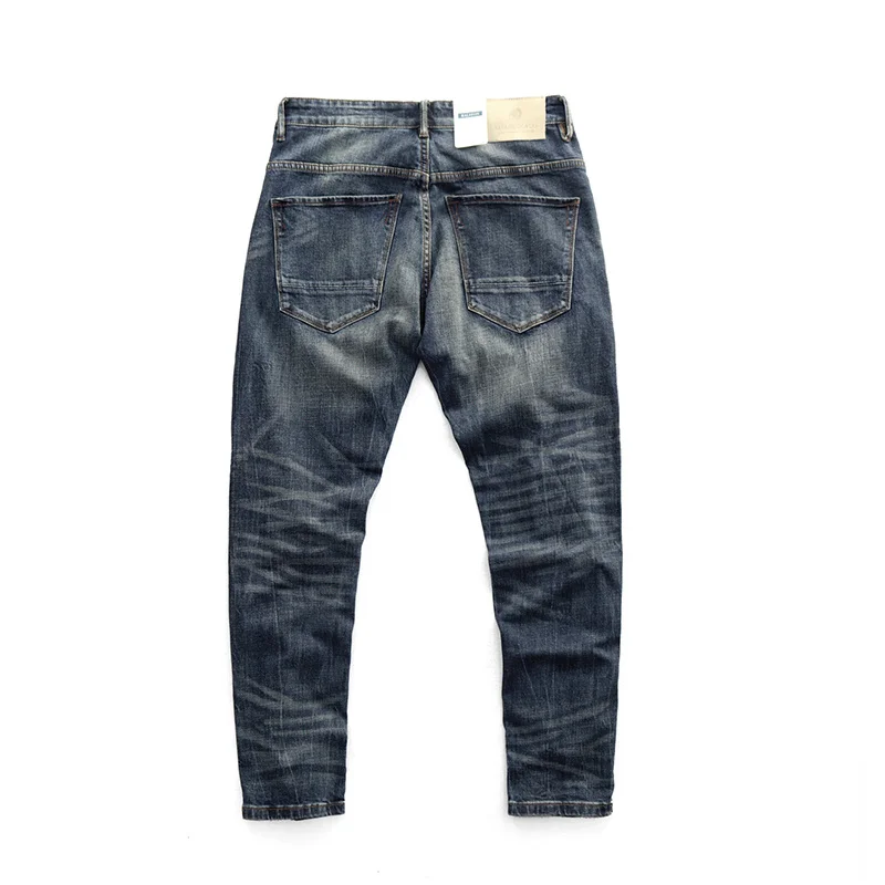 

spring and autumn men's New long pants American casual sand washed used soft thick straight elastic jeans