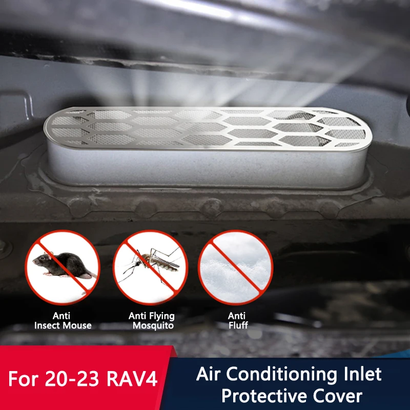 

QHCP крышка фильтра для впускного отверстия автомобильного кондиционера, защитный фильтр из нержавеющей стали, отделка для воздушного фильтра для Toyota RAV4 20-23, аксессуары