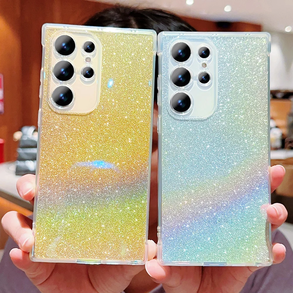 Glitter Laser Rainbow Case For Samsung Galaxy S23 S22 Ultra Plus S21 S20 FE A54 A34 A14 A53 A52 A24 A23 A25 A13 5G Soft_voghion.com