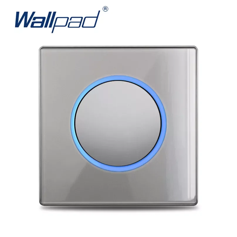 Wallpad-interruptor de Luz de Parede com Indicador Led Crossover Pass Through Cortina de Vidro Cinza Impulso Dimmer Gang Gang Gang Gang 45a