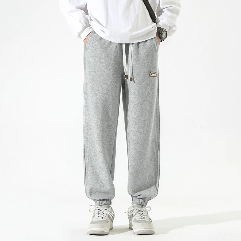 CAAYU Casual Men\'s Cotton Pants Fashion Solid Pocket Drawstring Baggy Trousers Comfort Loose Wide Leg Pant Streetwear Sweatpants