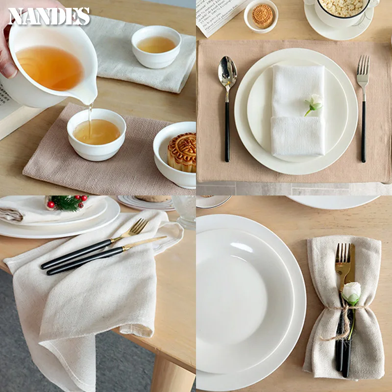 40x40cm Solid Color Cotton Linen Napkin cotton napkins linen napkins