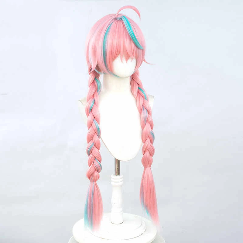 Pink Green Synthetic Cosplay Wig for Anime