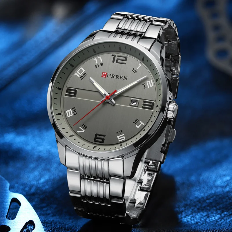 Quartz Watch Business Men's Luxury Watch Stainless Steel Strap Luminous Waterproof Automatic Calendar Clock Reloj Hombre 8411