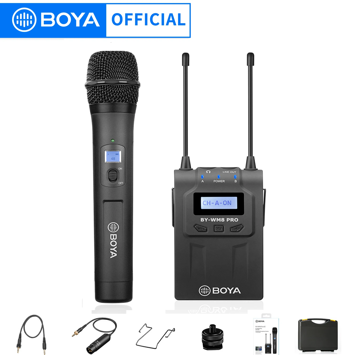 전문가용 UHF 핸드헬드 무선 마이크 세트, BOYA BY-WM8 PRO K3, 아이폰, 안드로이드 카메라, 인터뷰, 무대 공..