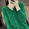 New Fashionable V-Neck Cardigan For Spring And Autumn, A Solid Color Casual Knitted Long-Sleeved Top For Women-RW110