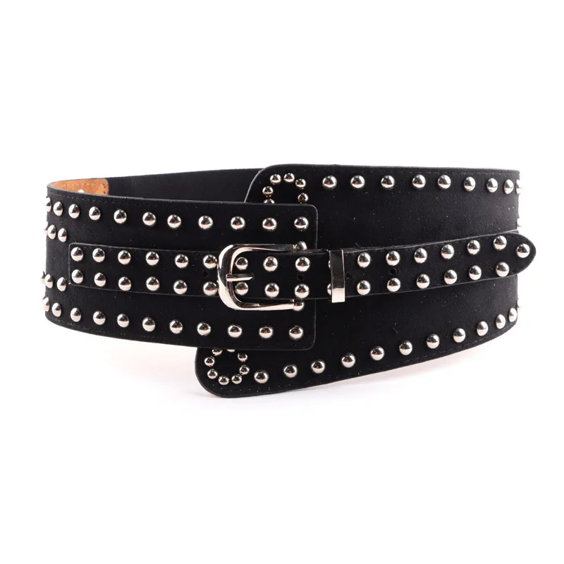 

Women's Punk European and American Style Wide Belts Waistband Fashionable Retro Rivets Elastic Y2k Corset Belt