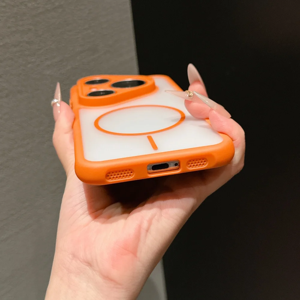 Shockproof Matte Hard Phone Case with Transparent Magnetic Back Cover