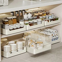 New Kitchen Storage Rack with Slide Rails Pull-out Kitchen Drawer Type Storage Tray Spice Box Storage Rack Cabinets Organizer 1