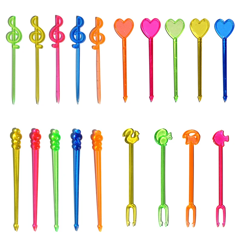Description Picture 3 of item16-100pc Kids Fruit Forks Picks Kid Bento Accessories Chopsticks Mini Cute Children Snack Cake Dessert Food Pick Toothpick Decor
