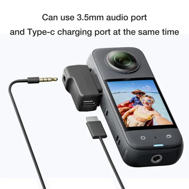 New Microphone Adapter For Insta360 One X3 Stone Charging Audio Connector Action Camera Accessories Upgraded Mic Adapter