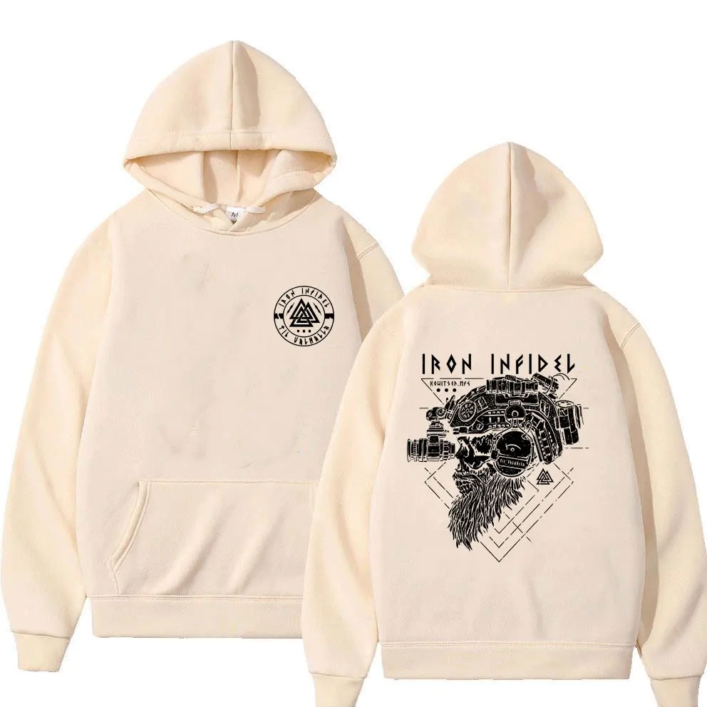Til Valhalla American Beard Warrior Tactical Skeleton Graphic Hoodie Men Women Fashion Oversized Sweatshirt Male Casual Hoodies