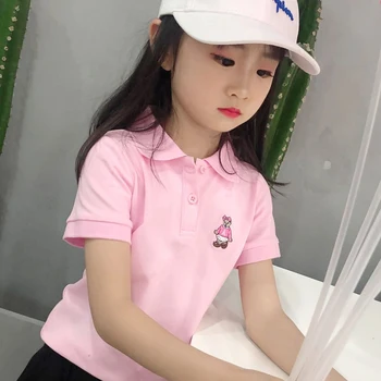 Ragazze 1-7 anni t-shirt a maniche corte estate Polo con risvolto per bambini tutti i giorni Casual abbigliamento in cotone per bambini all'aperto 1