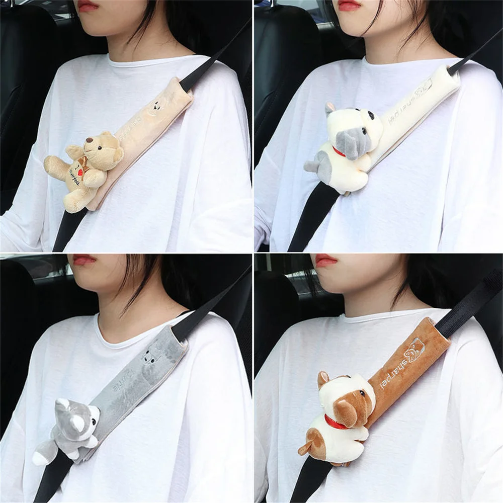Seat Belt Covers Cartoon Car Seat Belt Shoulder Pad Warm Flannel Interior Cushion Protector Safety Protection
