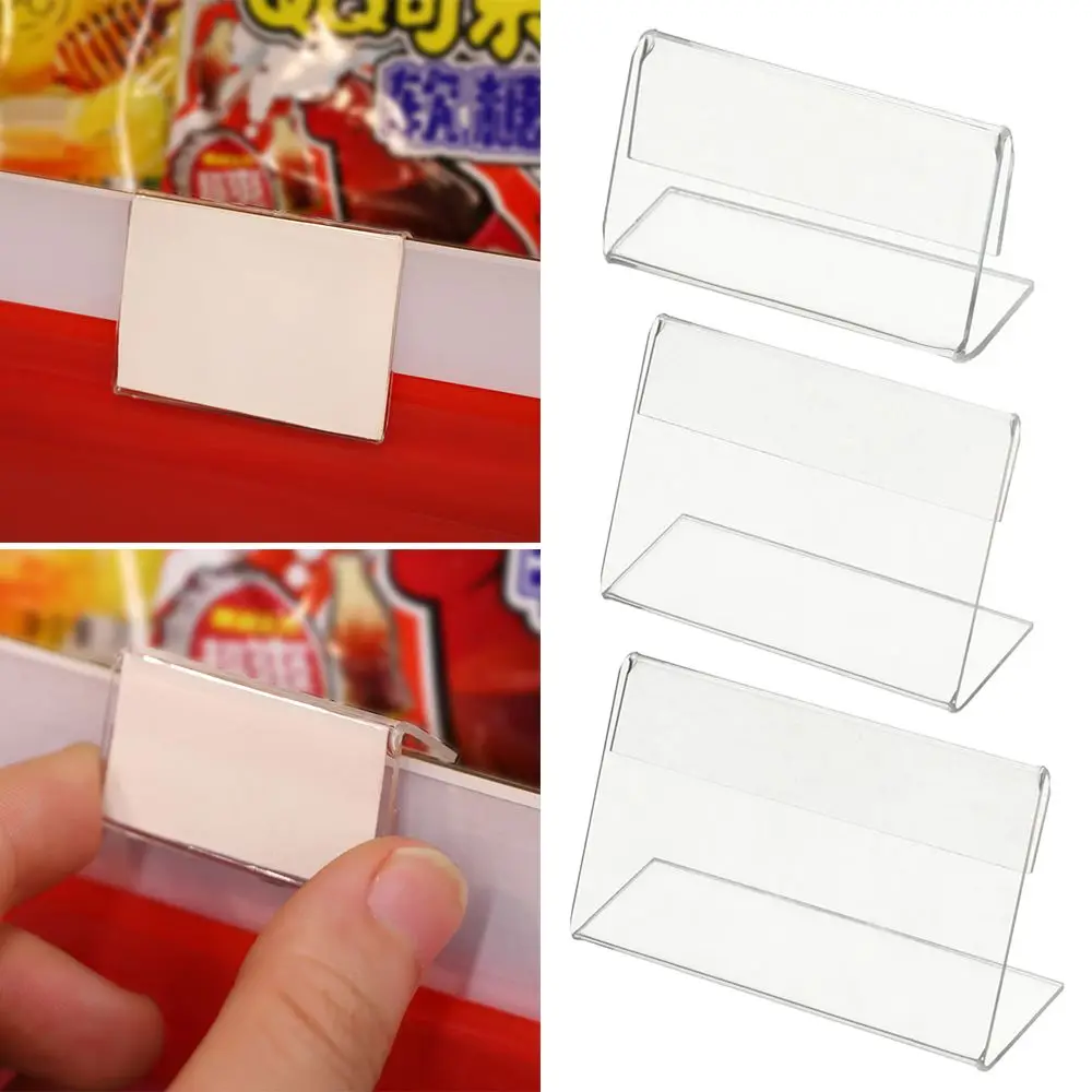 

10Pcs/set Clear Price Tag Clip Sign Card Holder Stands Poster Rack Plastic Mini Label Racks Acrylic L Shape Card Display Holder