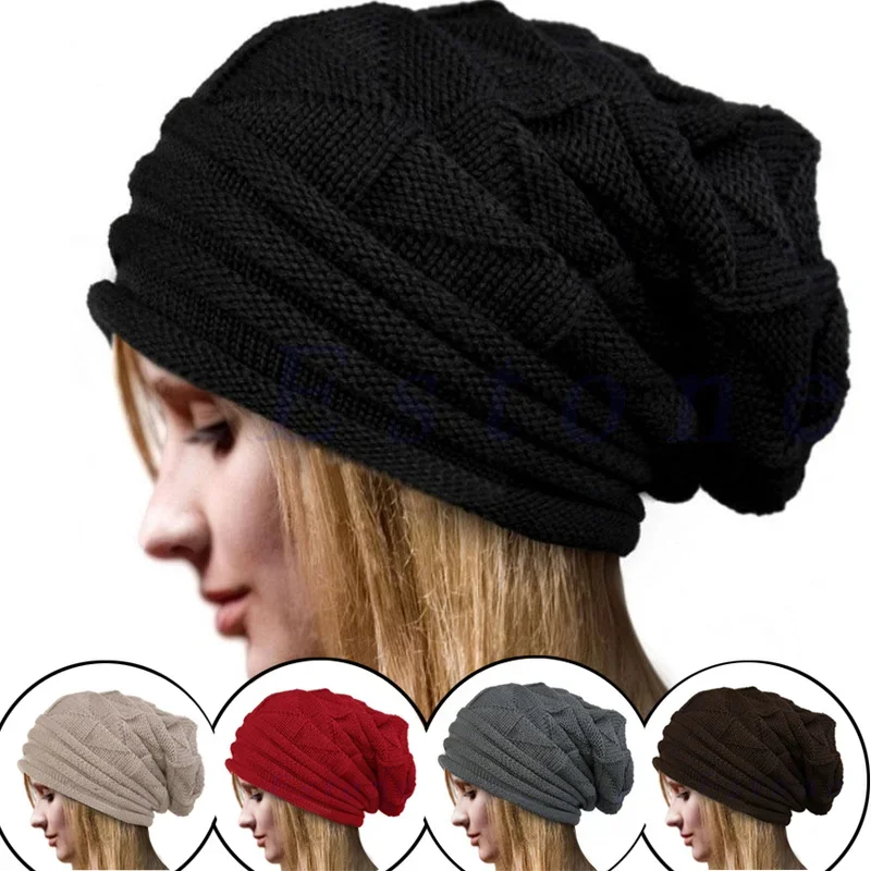 

Unisex Knitted Baggy Beanie Caps Oversized Winter Warm Wool Slouchy Beanie Hat Cap for Outdoor Hiking Skiing Women Winter Caps