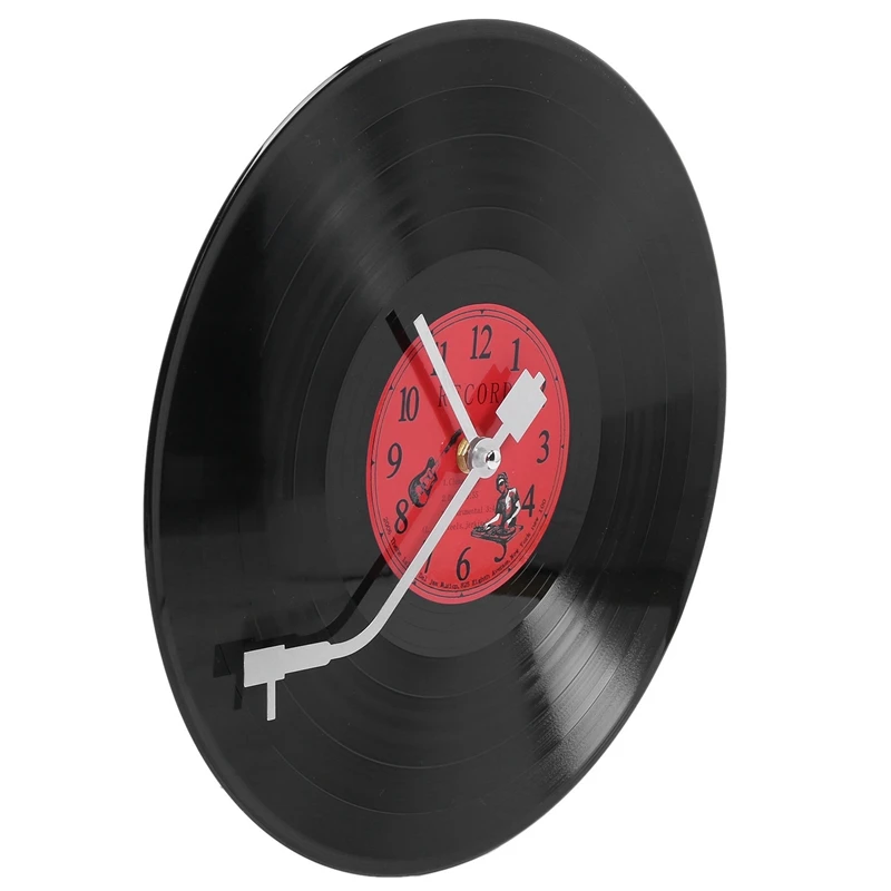 European Retro Nostalgic Ultra-Quiet Clock Vinyl Record Personality Wall Clock Cafe Bar Decorative Wall