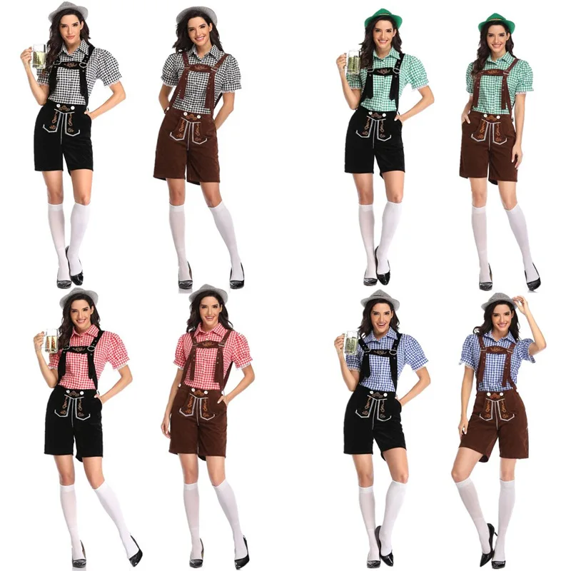 

Adult Oktoberfest Suspenders Costumes Bavarian Beer Party Clothing Bartender Waitress Outfit Cosplay Carnival Halloween Party