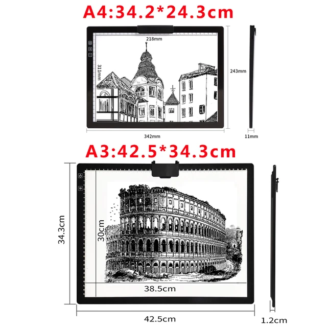 A3/A4 Light Pad Wireless Battery Powered Light Box Rechargable Light pad  for Tracing Diamond Painting, Sketching X-ray - AliExpress