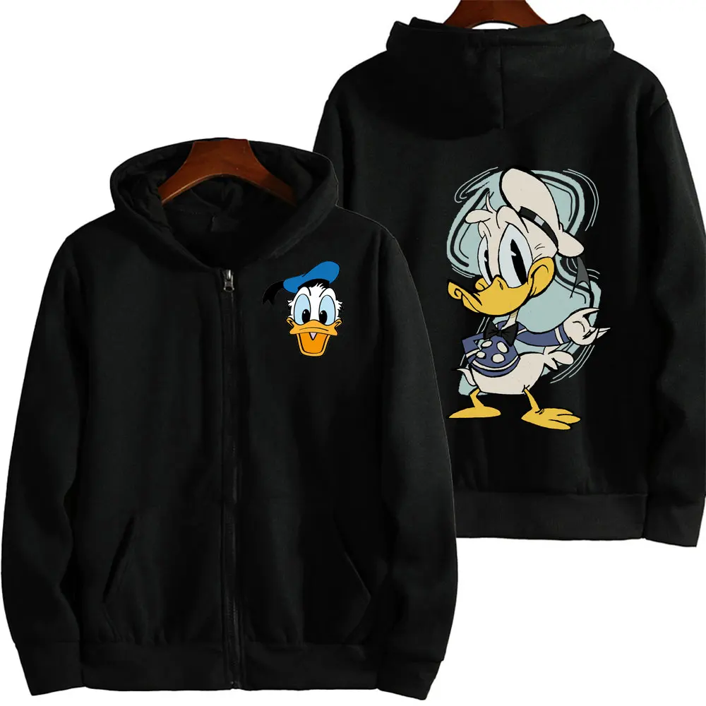 

Spring and Autumn New 2024 Women Kawaii Donald Duck fashion Zipper Hoodie men Street Large Casual Sports Couple Hoodie