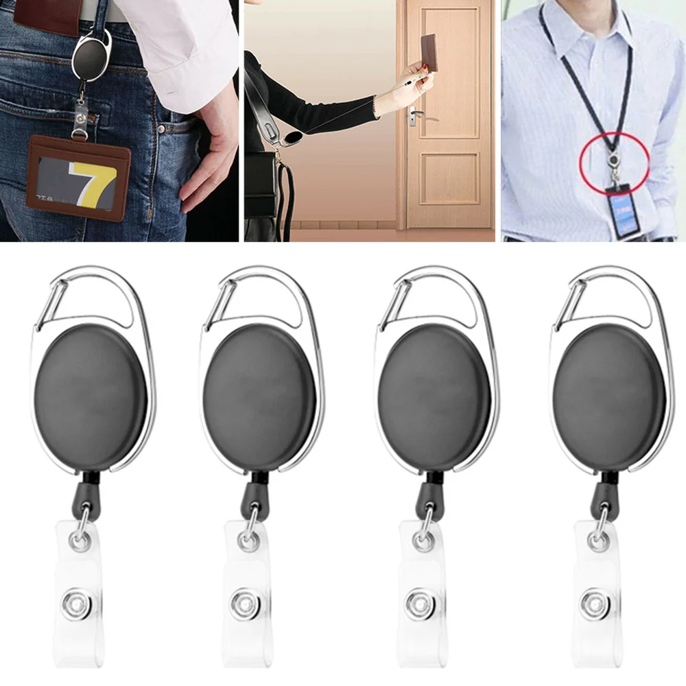 3/6Pcs Retractable Badge Holder Reel Card Business Security ID Pull Key Tag Clip