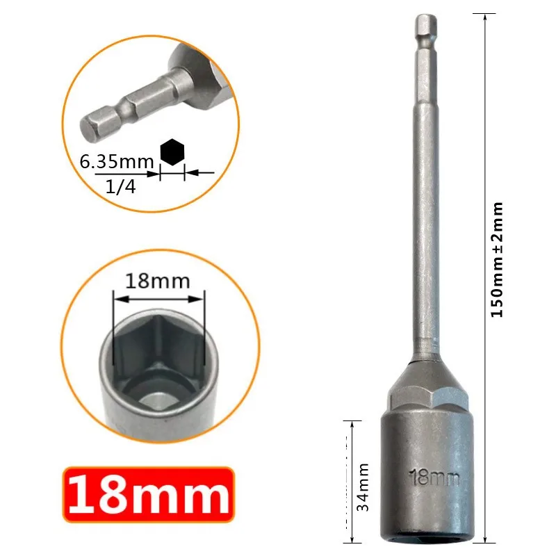 Pistolenbohrer Steckschlüssel Zimmerei 150 mm 1 Stück Adapter Chrom-Vanadium-Stahl Sechskantmutter Elektroschrauber – Detail 22