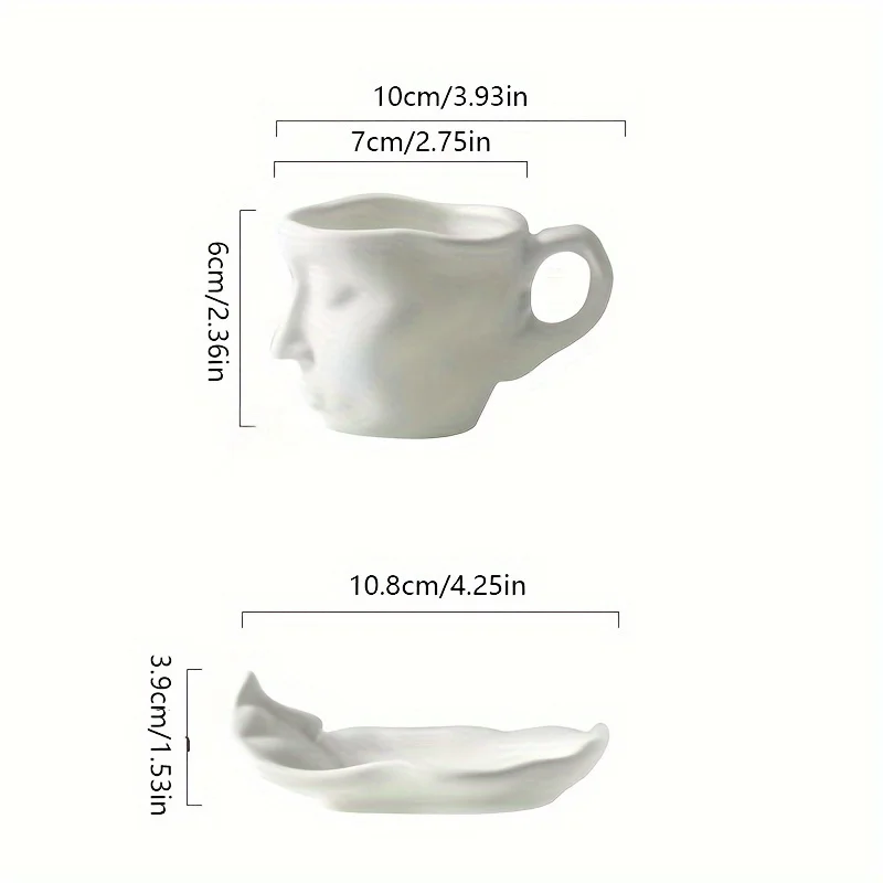 Ceramic Coffee Cup Set 1pc 100ml Ceramic Mug with Saucer Metal Touching Face Creative Kiss Espresso Cup Christmas Gift Birthday Wedding Gift