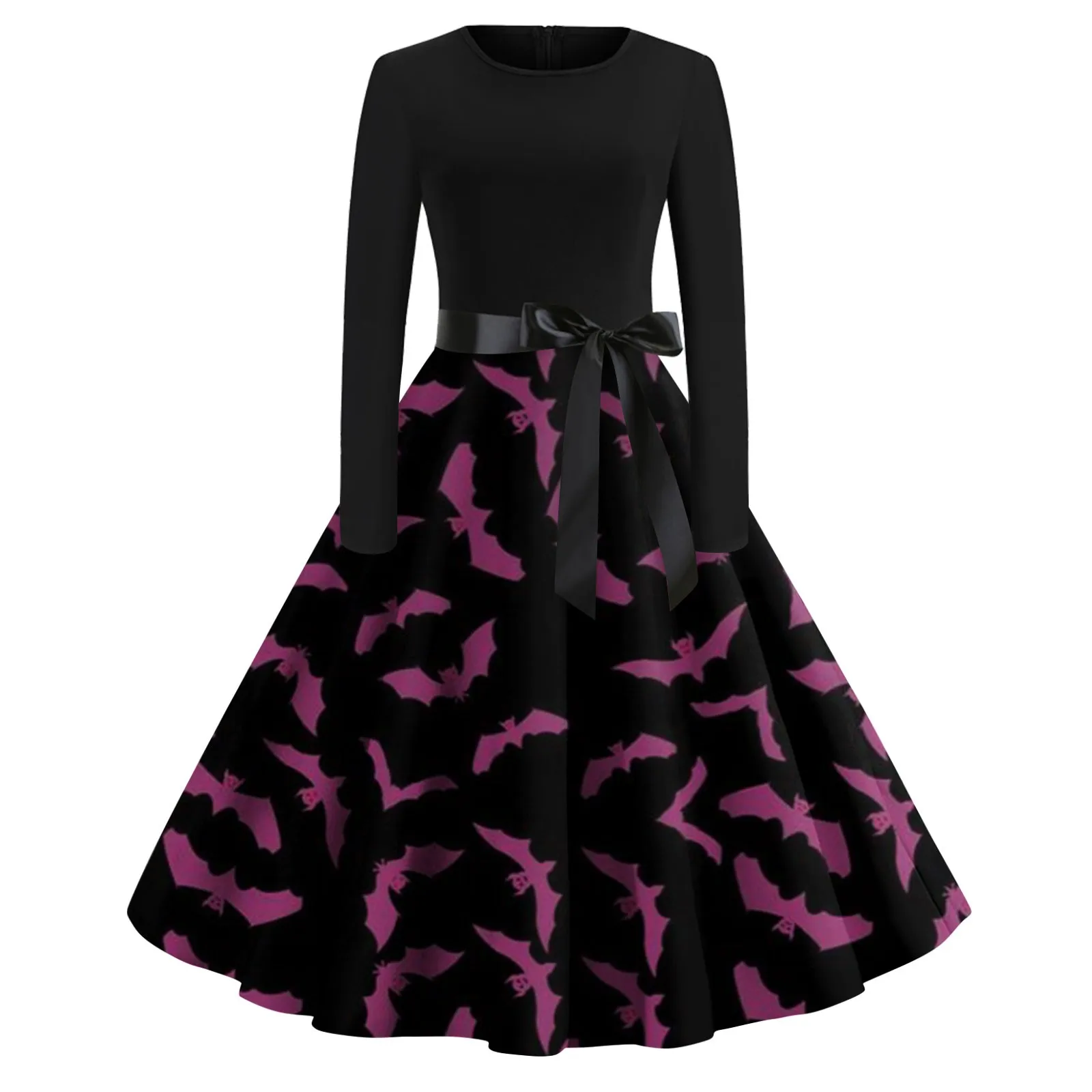 

Halloween Print Flare Dress For Women Long Sleeve Dress Hollow Party Casual Dresses Evening Dresses Maxi Dress For Women