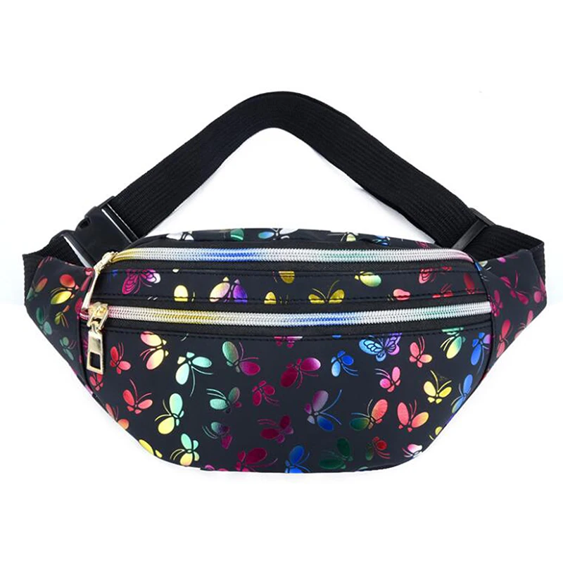 

Design Fashion Waist Bags Female Fanny Pack Belt Bag Black Geometric Waist Packs Laser Women Chest Phone Pouch