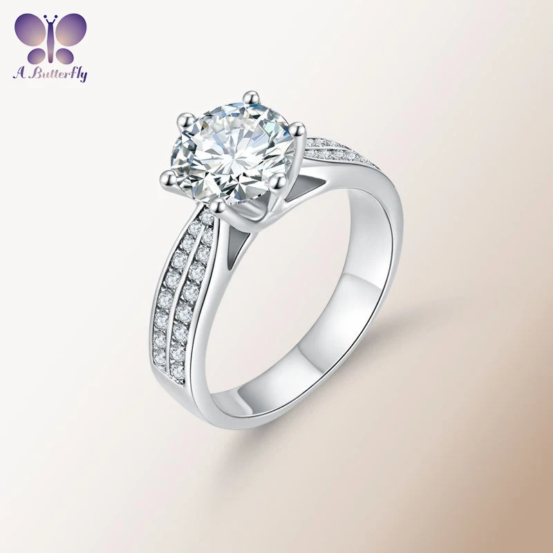 

AButterfly Hot Sale 925 Sterling Silver D Color 1-2 Carat Moissanite Women's Wedding Ring Fine Jewelry Sparkling