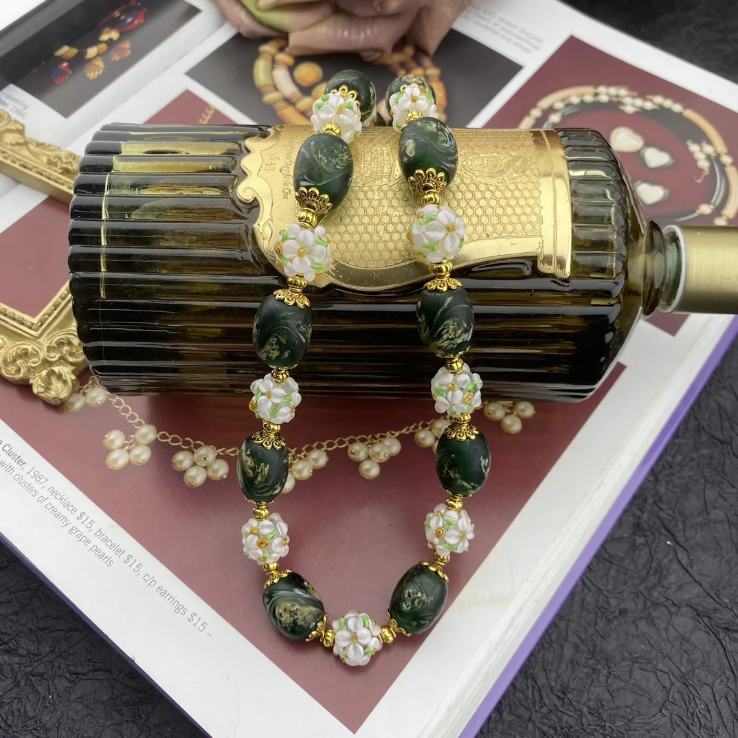 Vintage Temperament Handmade Glass beads Necklaces for womens girl gift  party Choker Jewelry Accessories