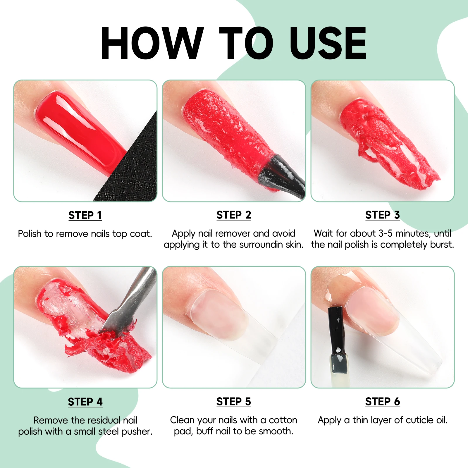 Nail Gel Polish Remover Cuticle Pusher Clean UV Soak Off Tools Manicure 2pcs 8ml nail polish remover,nail gel remover,nail debonder