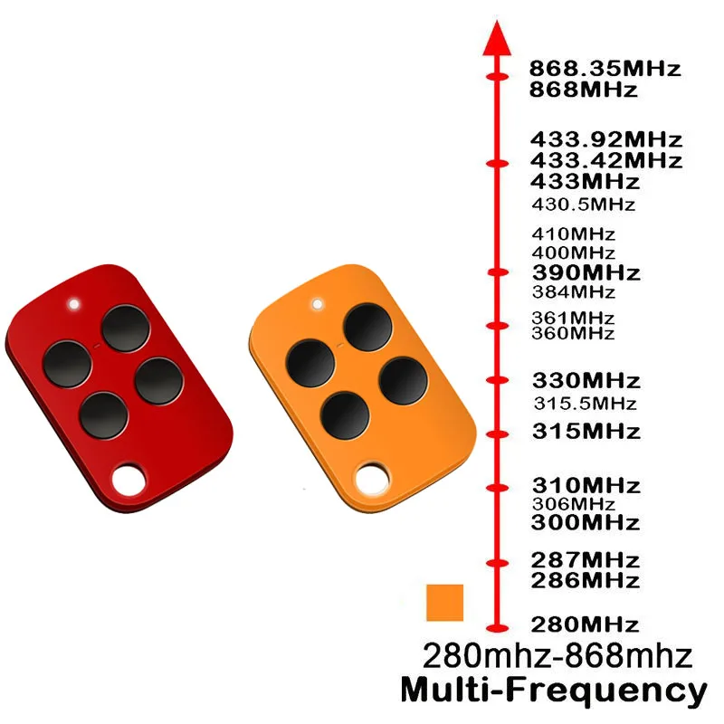 Universal Multi-Freqüência Garagem Porta Controle Remoto Duplicador, Código Rolante e Código Fixo, 280-868MHz, 4 em 1