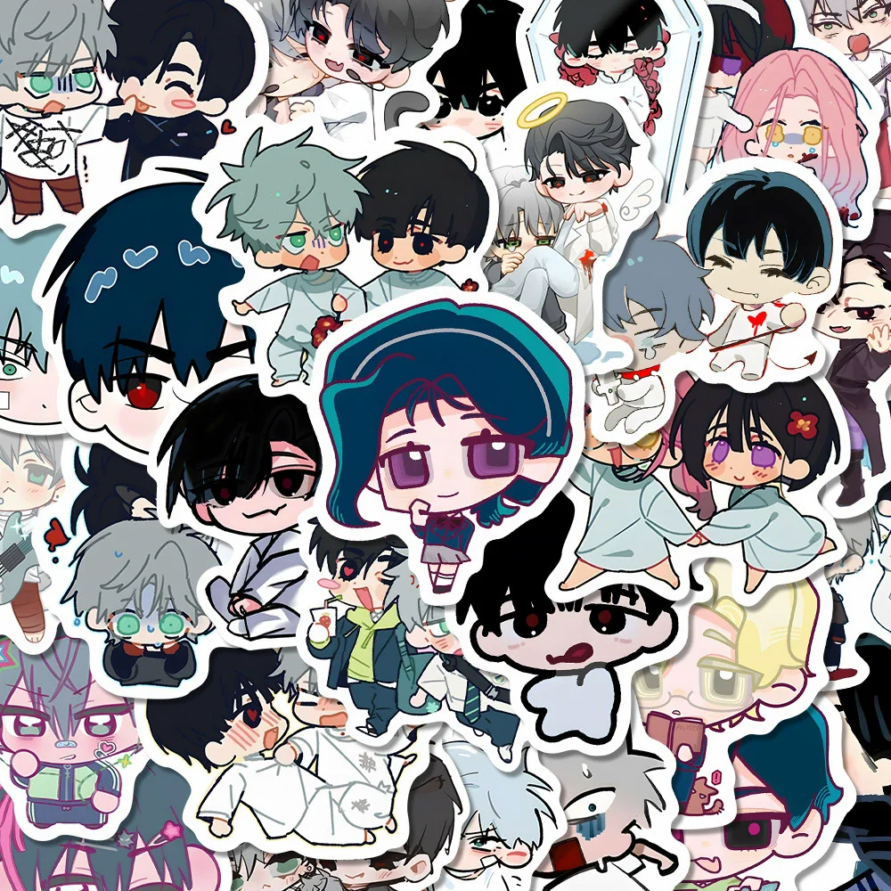 56 Pcs/Set Anime Alien Stage Q Version Stickers - Adorable Character Waterproof Decals Perfect Gift for Fans