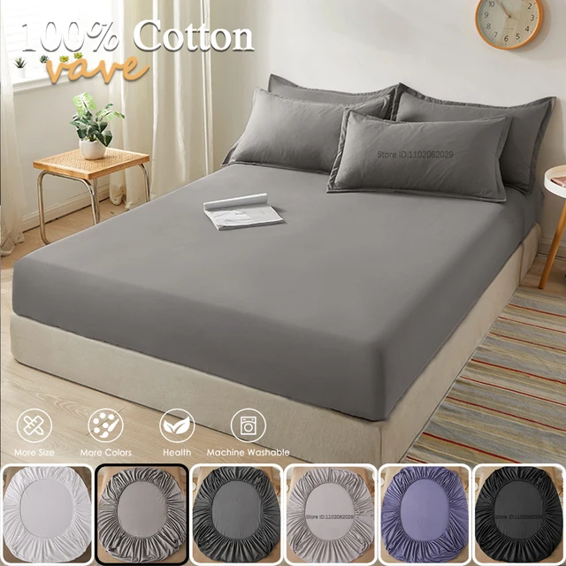Drap-housse en coton doux, housse de matelas simple, Double, King, Queen Size, avec bande élastique, drap de lit, linge de lit 100/120/150/180/200 1