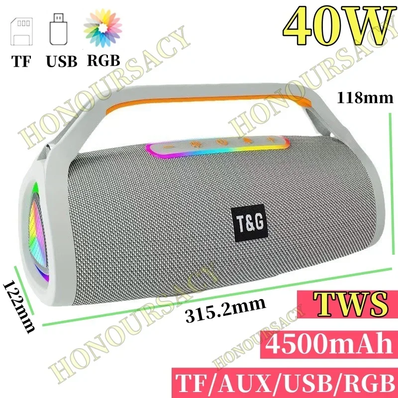 

40W High Power Wireless Bluetooth Speaker Super Bass Portable Music Center Outdoor Waterproof Subwoofer Portable Home Theater