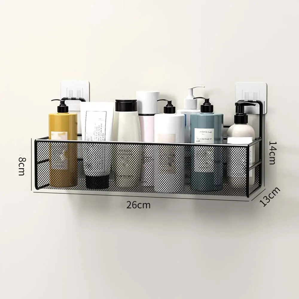 Black Wall-Mounted Bathroom Shelf Shower Shampoo Rack Kitchen Condiment Storage Basket Toilet Soap Holder Bathroom Organizer 3