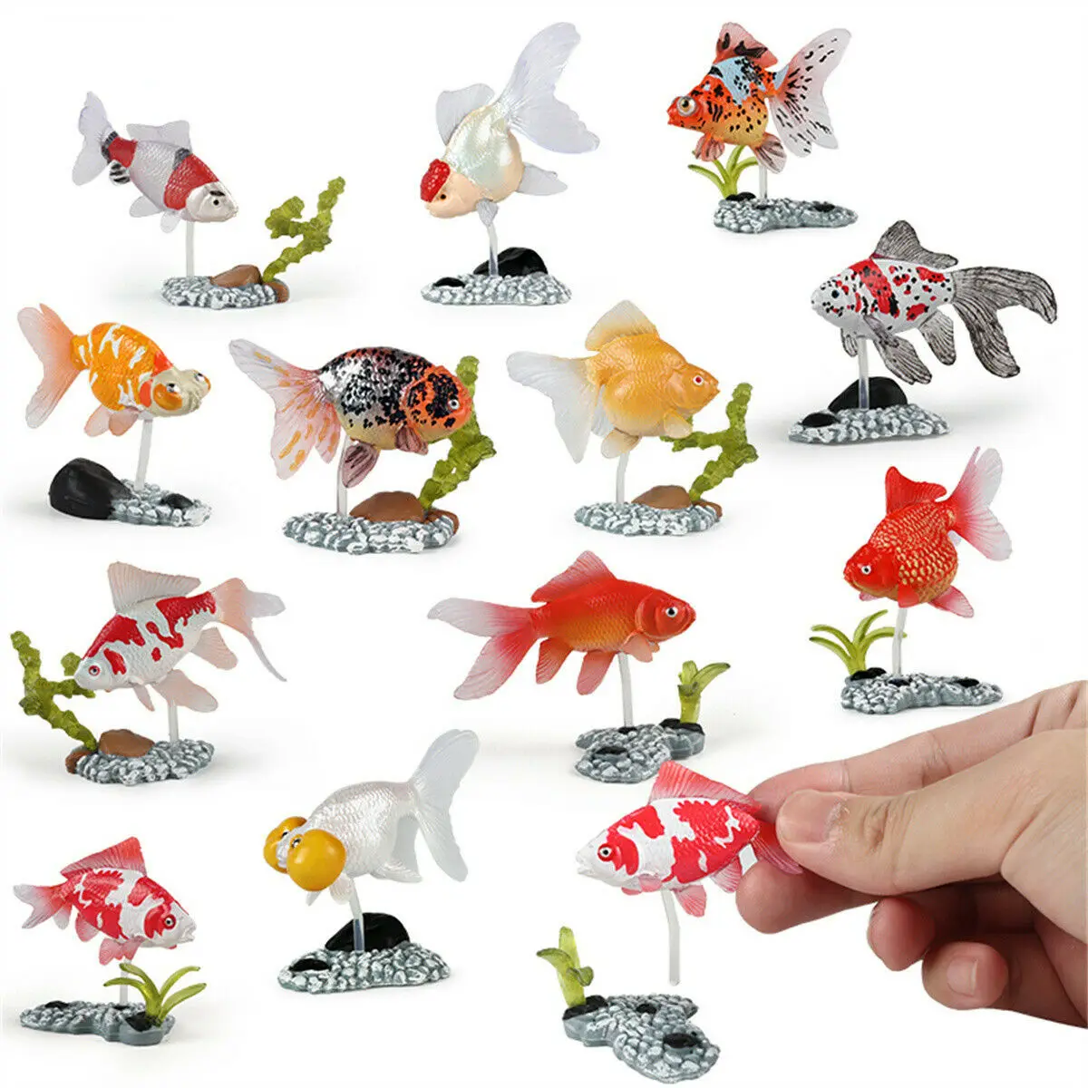 

Mini Goldfish Set Simulation Sea Animals Model Fish Collector Decor Action Figure PVC Educational Adult DIY Kawaii Toy Gift