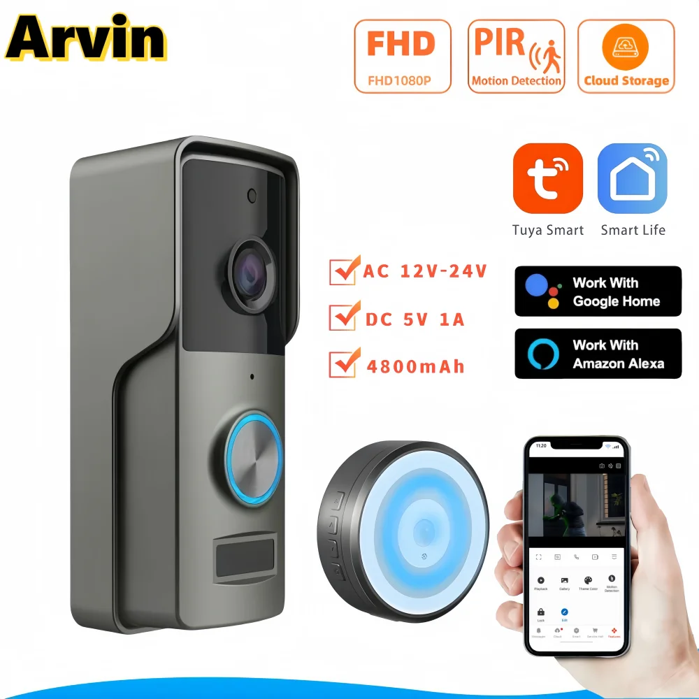 ZKLGS Videocitofono Wifi, Capanello Video Wireless Ad Alta Definizione Videocaera Di Rete A - Foto 9