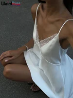 Weird Puss Y2K W-Neck Dress Women Summer Trend Sleeveless Backless Mesh Silk Patchwork elegant Birthday Party Prom Loose Bodycon - Image 3