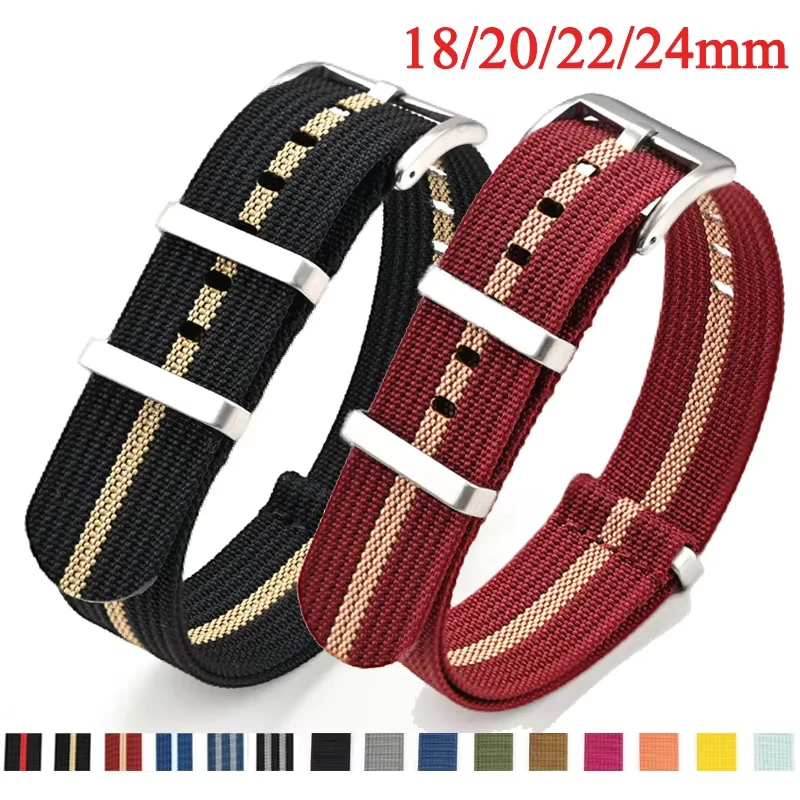 Hochwertiges Nylon-Uhrenarmband für Omega 18 mm, 20 mm, 22 mm, 24 mm, Armband für Seiko, Militär, lässig, Armband, Armee-Sport-Armband, Ersatz