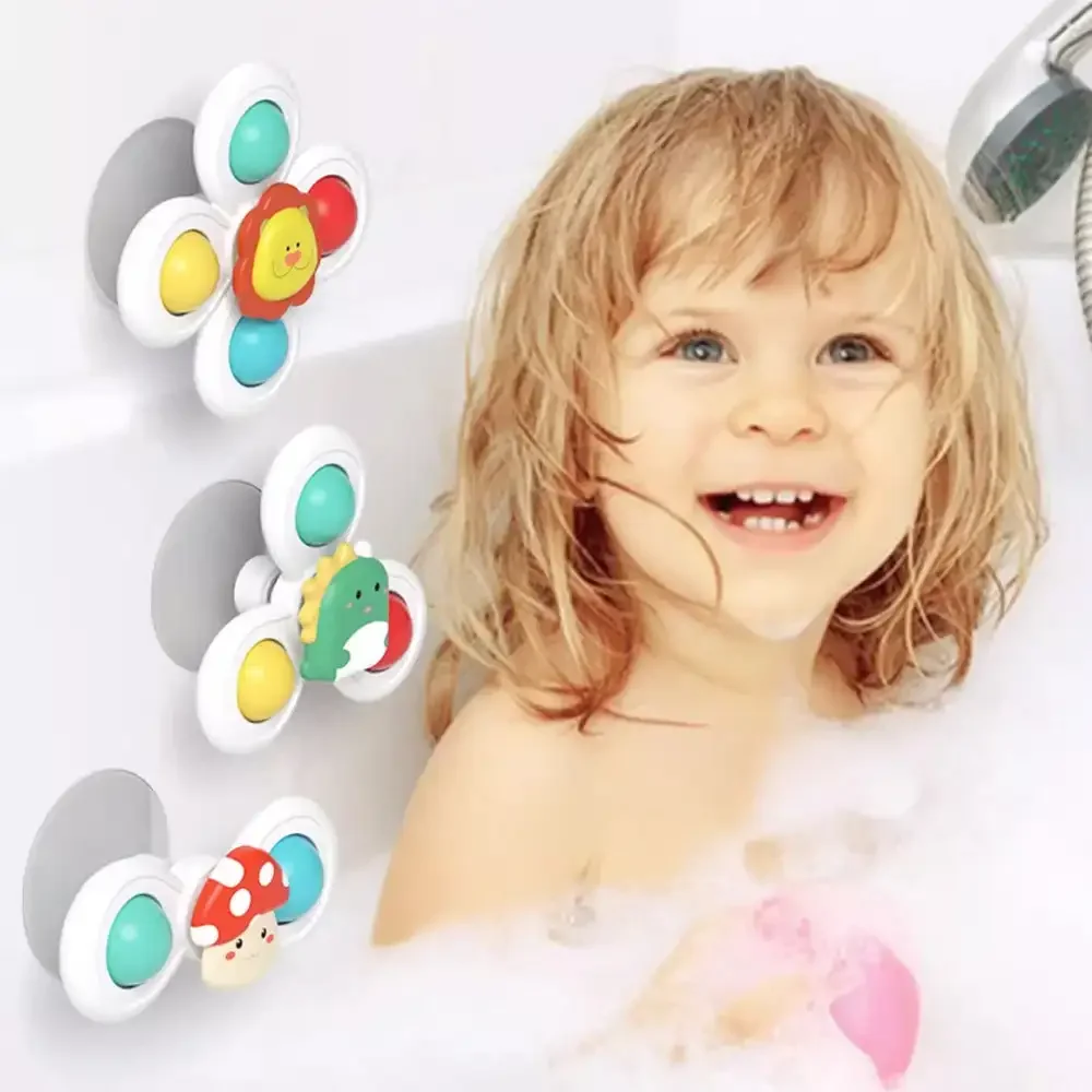 Suction Cup Spinner Toy Baby Bath Funny Game Educational Toys for Children Girls Boys Infant Sensory Stress Reliever Gifts 3PCS