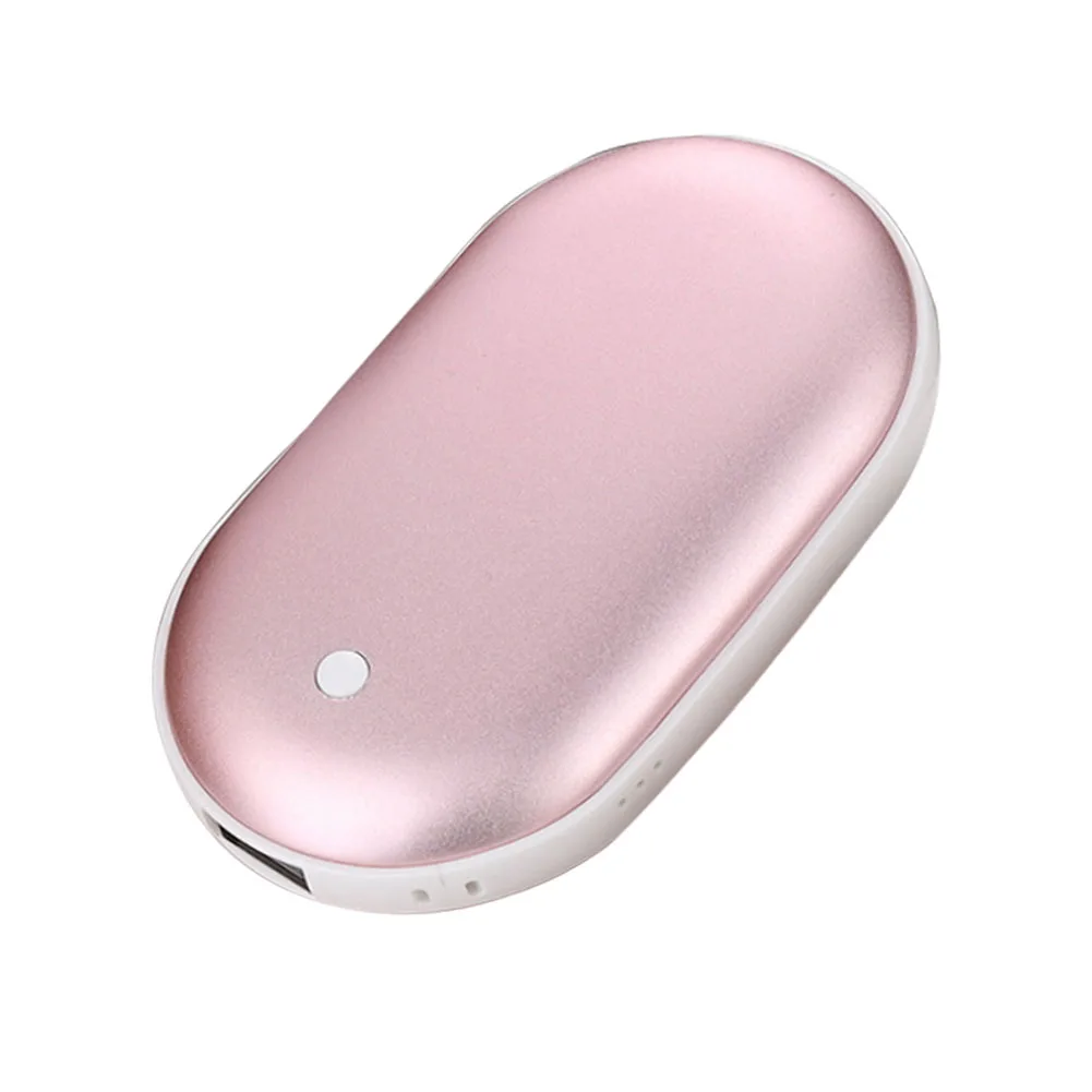 2-in-1 Hand Warmers USB Rechargeable 5000mAh Power Bank Mini Handwarmer 3 Levels Double Side Heating Winter Gift for Men/Women