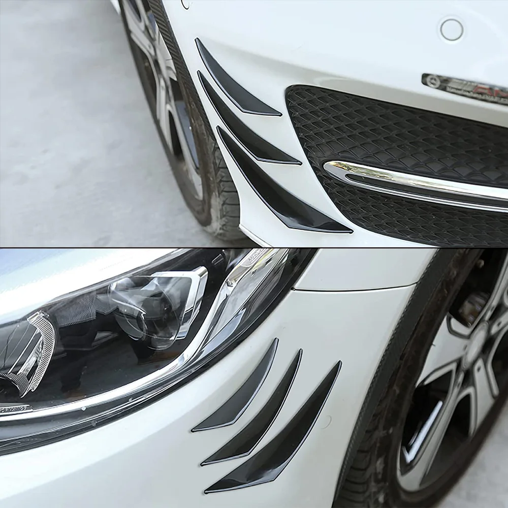 6pcs Universal Car Styling Accessories Front Bumper Lip Rubber Fins Splitter Spoiler Canards Valence Sticker Kit