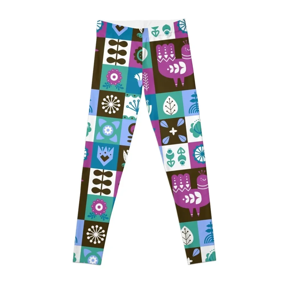

Scandinavian Midcentury Modern Composition With Birds And Flowers Leggings Women's trousers for girls Womens Leggings