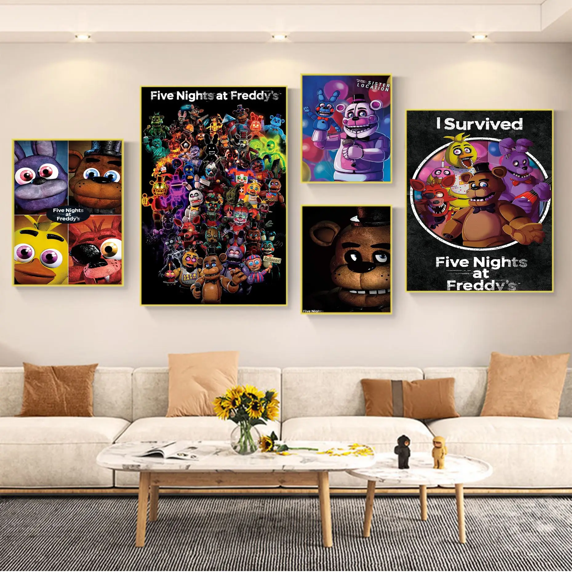 Fnaf Five-Nights-At-Freddys Anime Movie Poster Appiccicosi Vintage Room Home Bar Cafe Decor Kawaii Room Decor