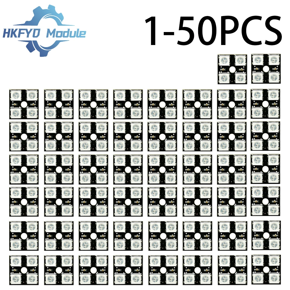 1-50PCS WS2812 4-bit RGB LED Module de Panneau 4 Canaux 5050 Pleine Couleur Lampe Conseil pour Arduino, DC 5V Éclairage Intelligent